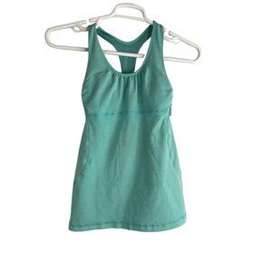 Lululemon Womens Racerback Tank Top Built-In Bra Aqua Color Approx. Size 6